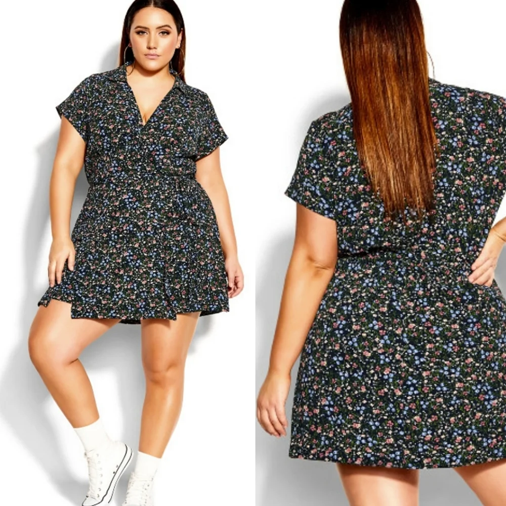 NWT CITY CHIC FLORAL WRAP DRESS